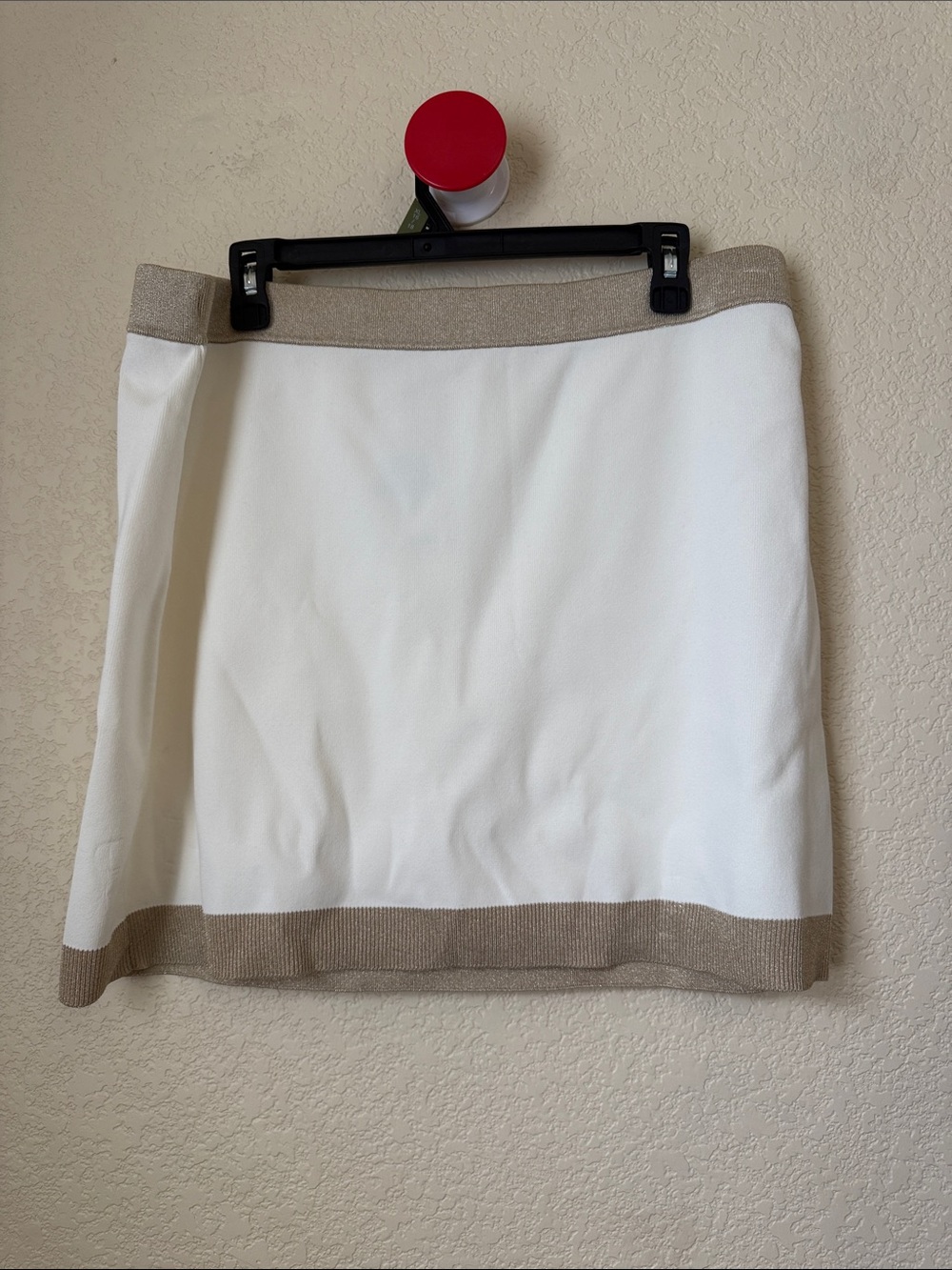 Michael Kors White Mini Skirt with Beige Trim NWT